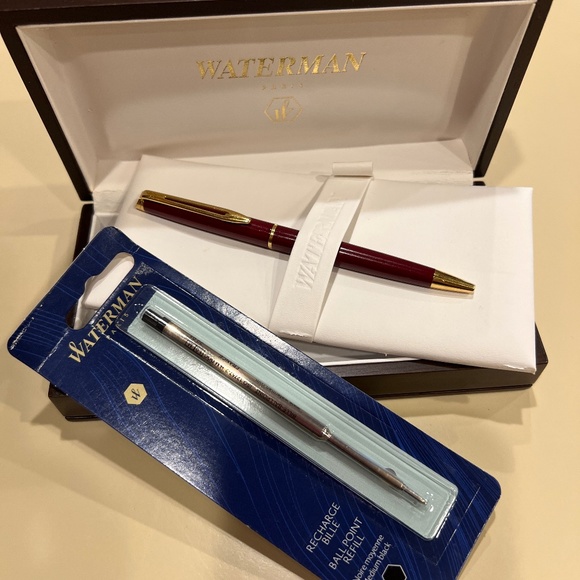 Waterman slim line ball point pen Red/gold